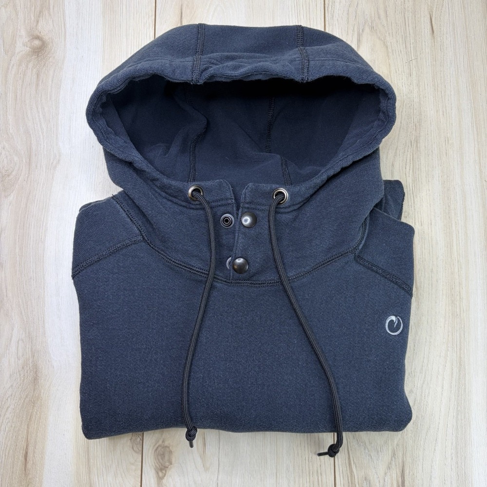 Origin USA Maine "The Heavy" Thick Knit Hoodie Mens Small Black Pocket Sweater